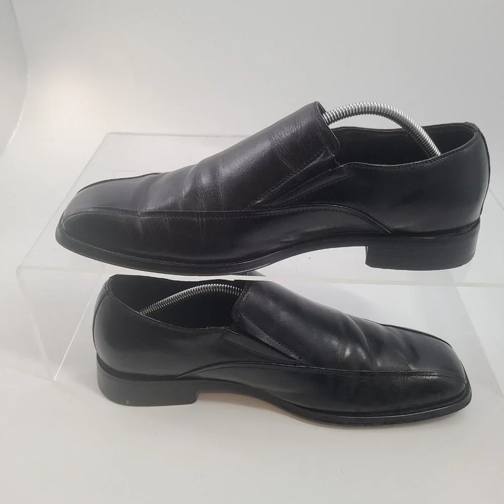 Stafford Mens Sz 12M 19963- 8 Black‎ Genuine Leather Shoes Slip-on Loafer